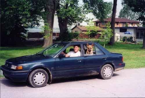 Sleeman and Dad in Car