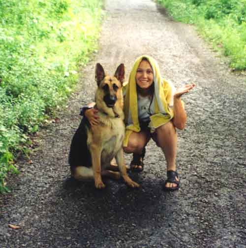 Sleeman and Mom in the rain